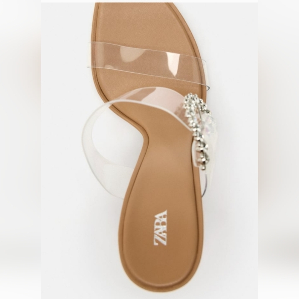 Zara High Heeled Vinyl Sandal Sz-10 - Picture 4 of 11